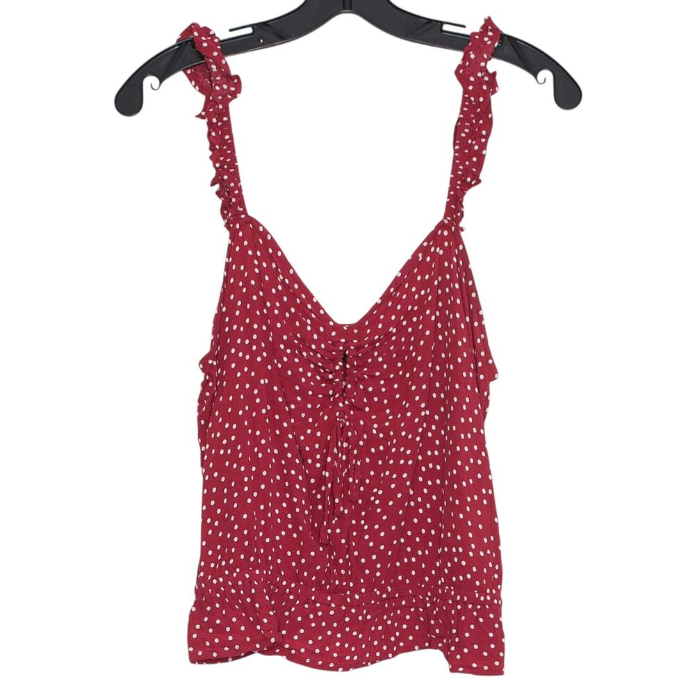 Express Tank Top Polka Dot Cottage Ruffle Coquette Y2K Retro Romantic Red Large